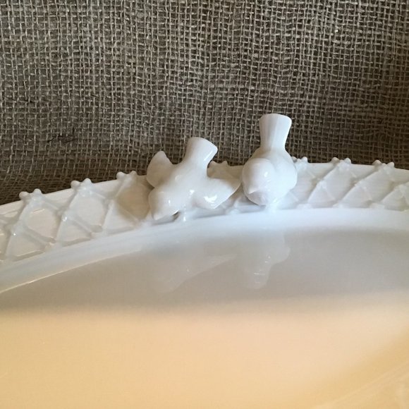 14" Oval Serving China Platter / Serving Plate Victorian Bird - Picture 3 of 7